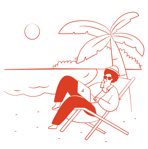 Illustration of a person relaxing on a beach